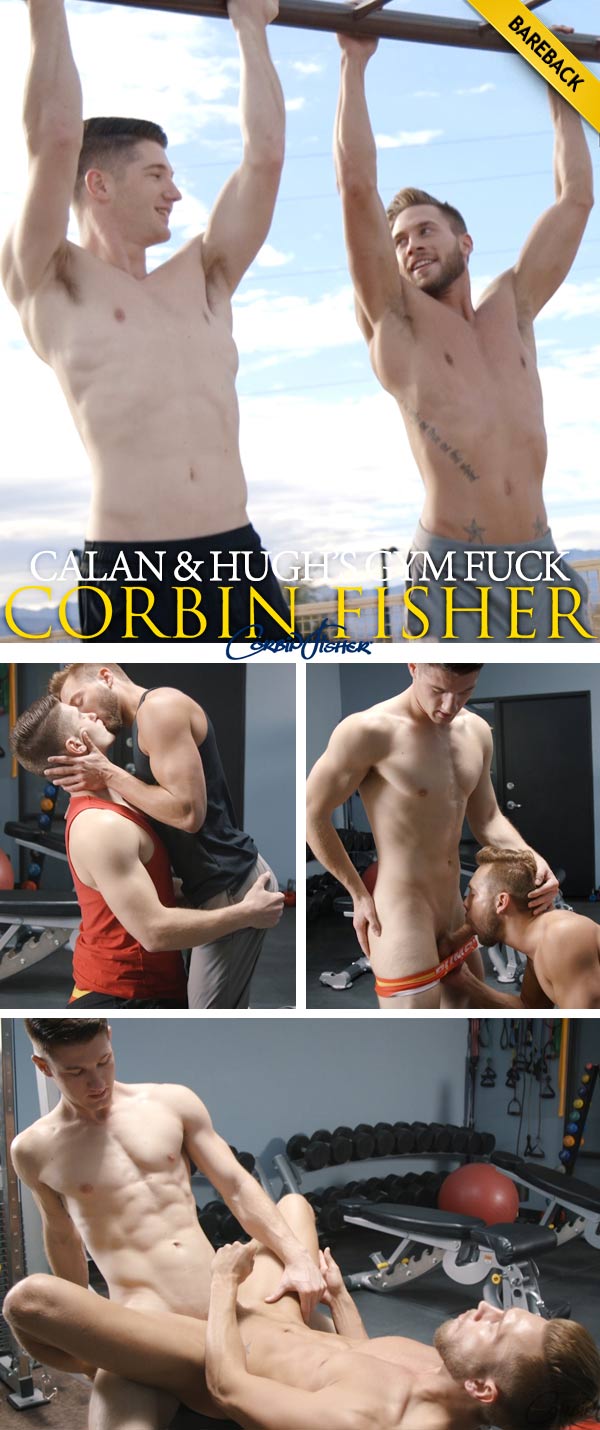 Calan & Hugh's Bareback Gym Fuck at CorbinFisher
