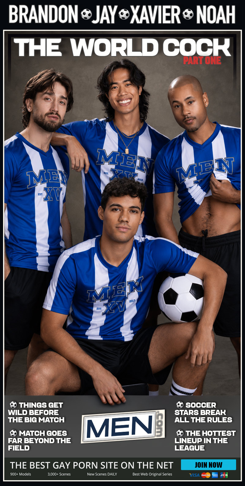 Jay Wu, Xavier Zane, Brandon Dallas and Noah Asli in 'Sucker World Cup, Part 1' at MEN.com