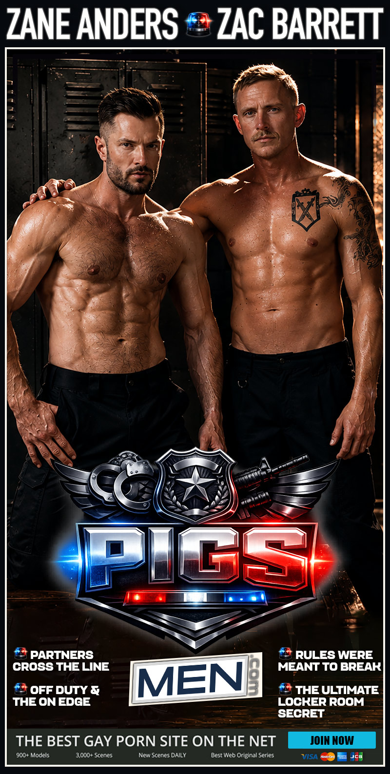 Police Partners Zac Barrett & Zane Anders Cross the Line In 'PIGS' at MEN.com