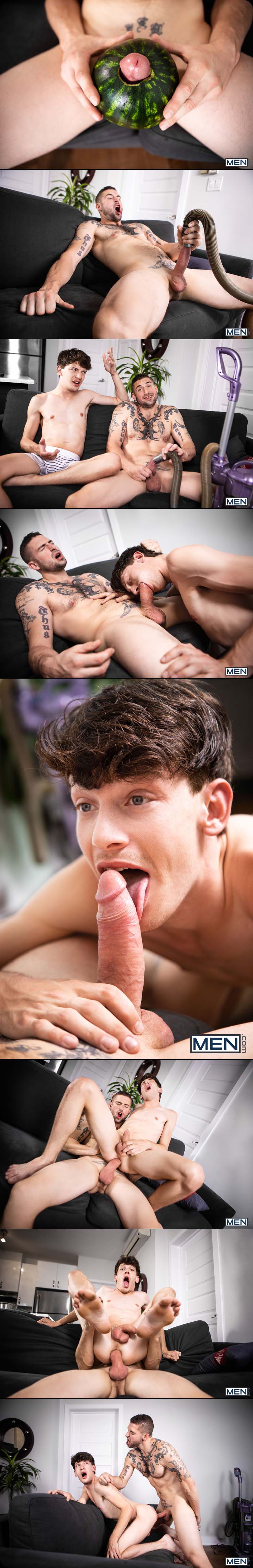 2010s Gay Porn Blow - MEN: Edward Terrant Cums In Watermelon After Riding Derek Thibault's Cock  in 'Just What He Needs' - WAYBIG