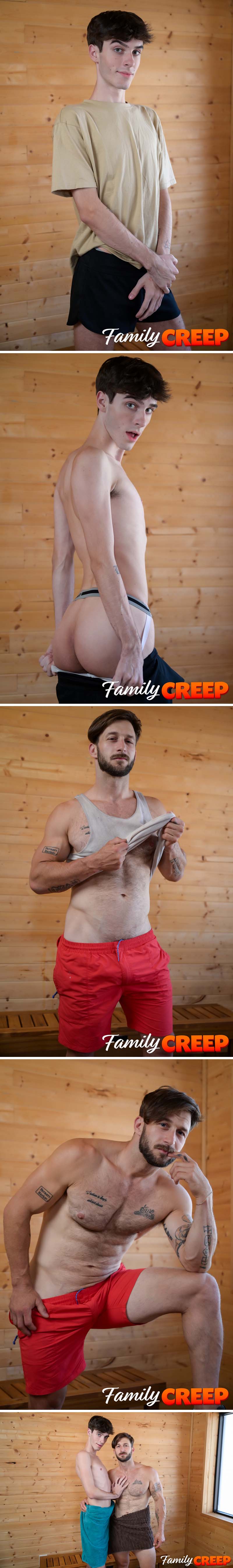 Step-Son Sauna Sneak [Max Mabry Bottoms for Step-Dad Nicholas Ryder] at Family Creep