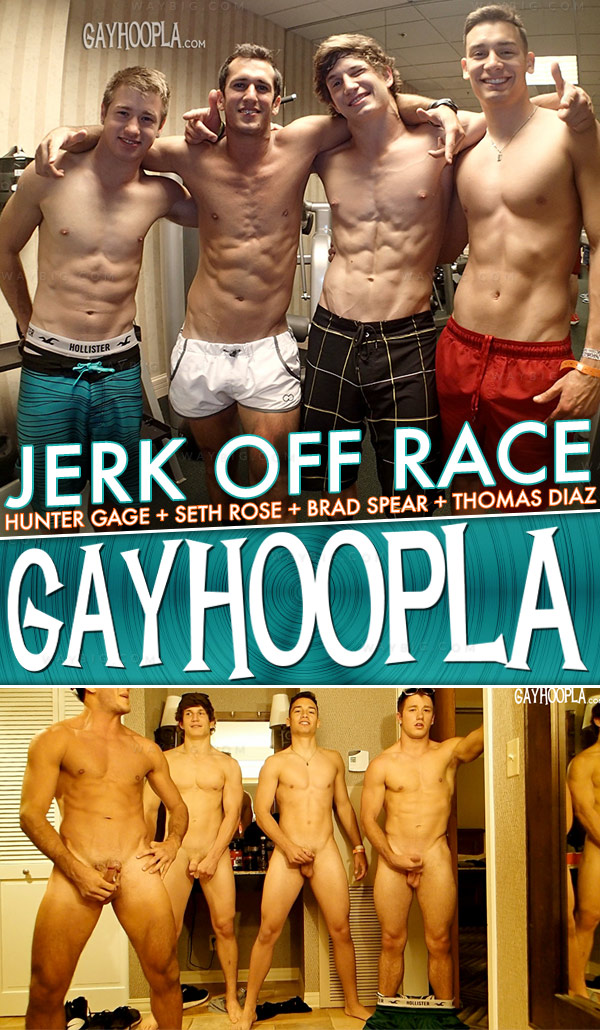 Jerk Off Race (Hunter Gage, Brad Spear, Seth Rose & Thomas Diaz) at GayHoopla