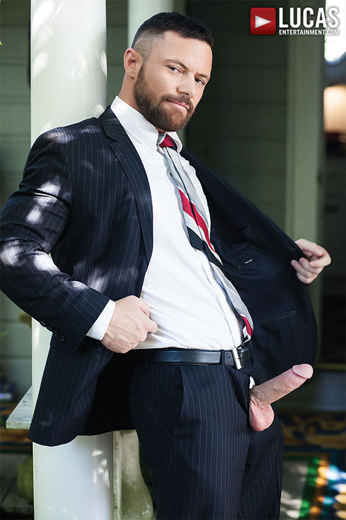 Sergeant Miles Gags On Dylan James’ Nine-Inch Cock in Gentlemen 15: Suited For Sex at LucasEntertainment