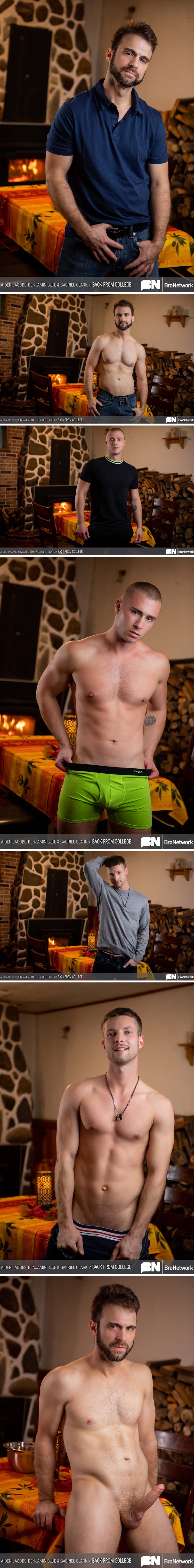 Back From College (Aiden Jacobs' Threeway with Gabriel Clark and Benjamin Blue) on BroNetworks' Masqulin