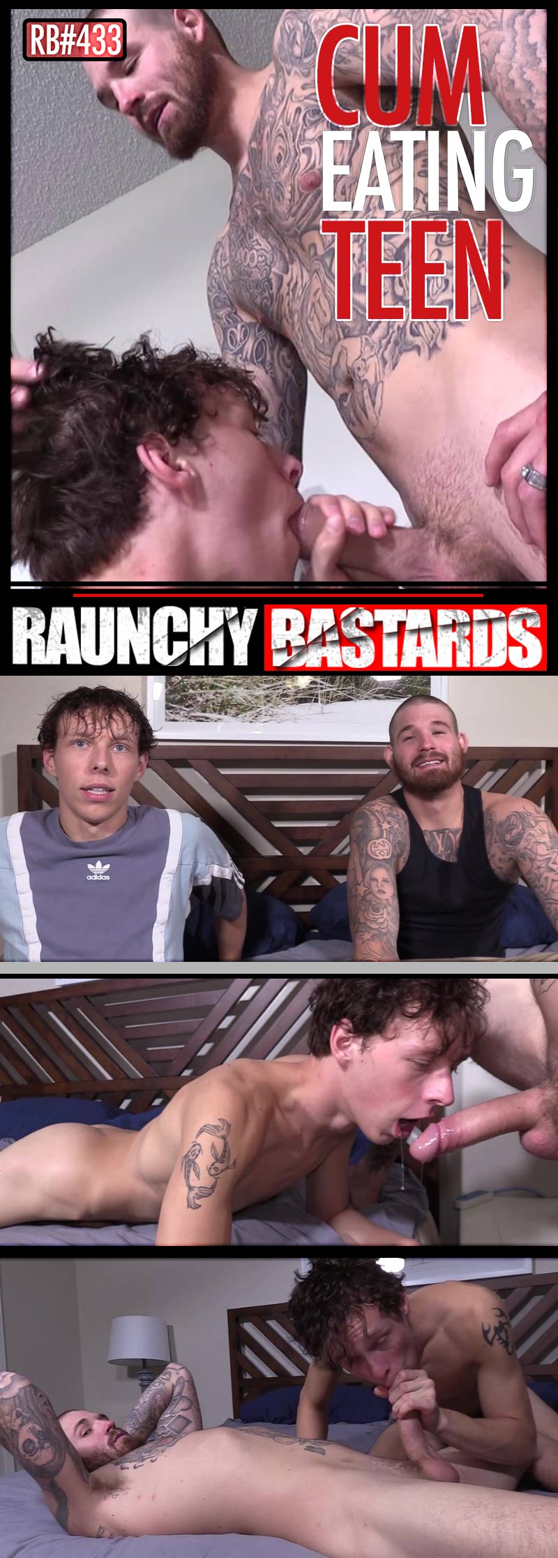 Episode #433: Danny Shine Blows Tattooed JC Lowes in 'Cum Eating Teen' at Raunch Bastards