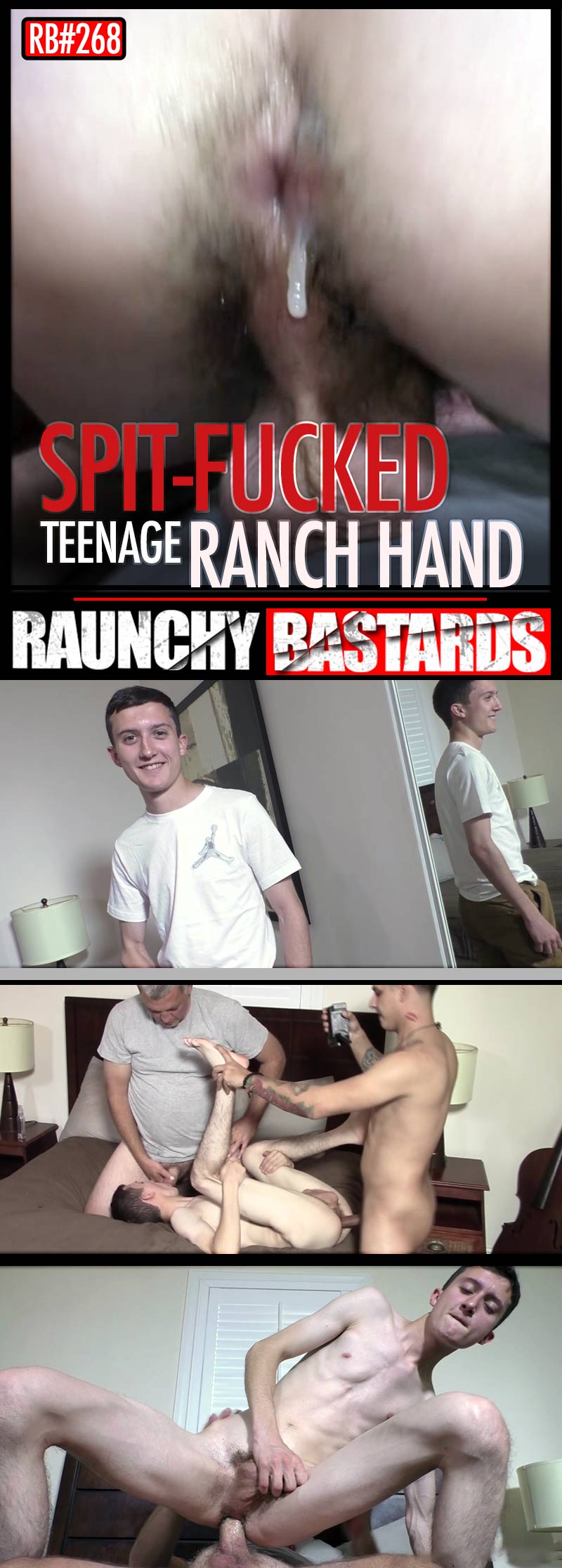 Episode #268: Spit Fucked Teenage Ranch Hand (Bentley Lane, Clay and Jack Andram) (Bareback) at Raunch Bastards
