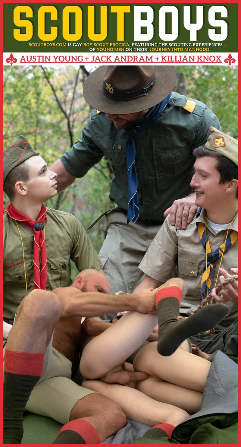 Scouting Overnighter (Scoutmaster Killian Knox Fucks Austin Young and Jack Andram) at ScoutBoys