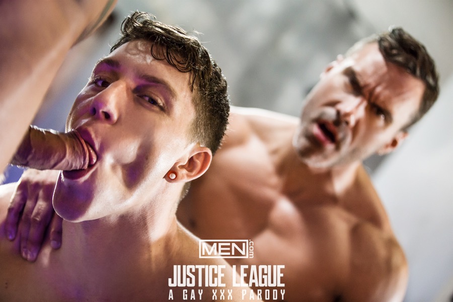 Justice League: A Gay XXX Parody (Manuel Skye (Alfred) and Ryan Bones (Batman) Tag-Team Paul Canon (Robin)) (Part 3) at Men.com