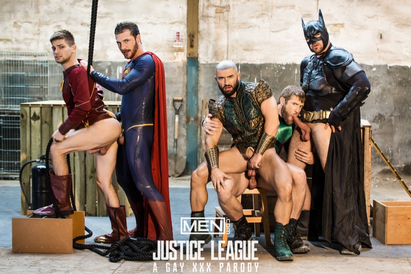 Justice League: A Gay XXX Parody (Brandon Cody, Johnny Rapid, Colby Keller, Ryan Bones and François Sagat) (Part 4) at Men.com