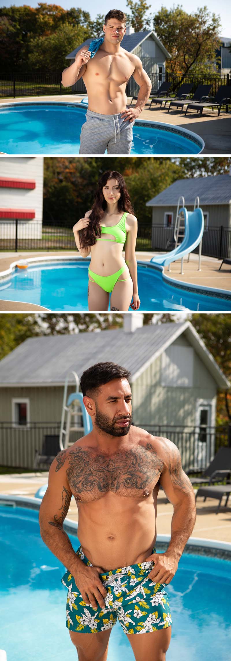 Bisexual Couple Boinks The Pool Boy (Malik Delgaty, Mateo Zagal and Matcha Fae) at WhyNotBi